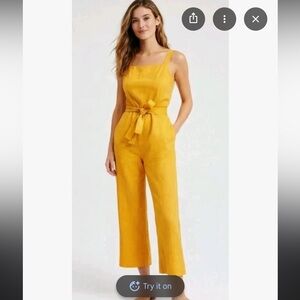 Everlane Mustard Yellow Linen Jumpsuit